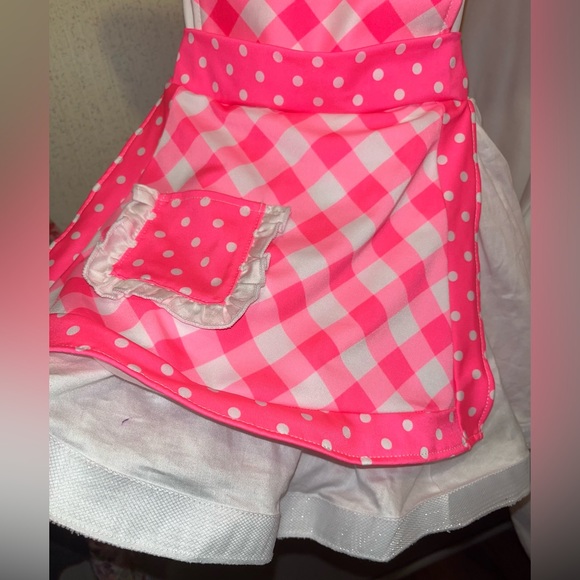 XSC WEISSMAN White & Pink Polka Dot Dance Wear Costume Apron Dress NWOT - Picture 5 of 12